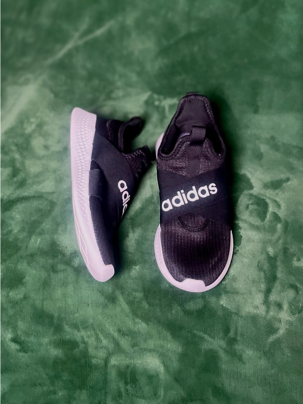 adidas Black and White Slip-On Athletic Sneakers - Picture 6 of 7